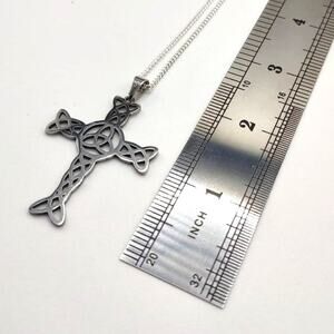 925 Sterling Silver Necklace Celtic Cross Trinity Knot Valentines Birthday Gift